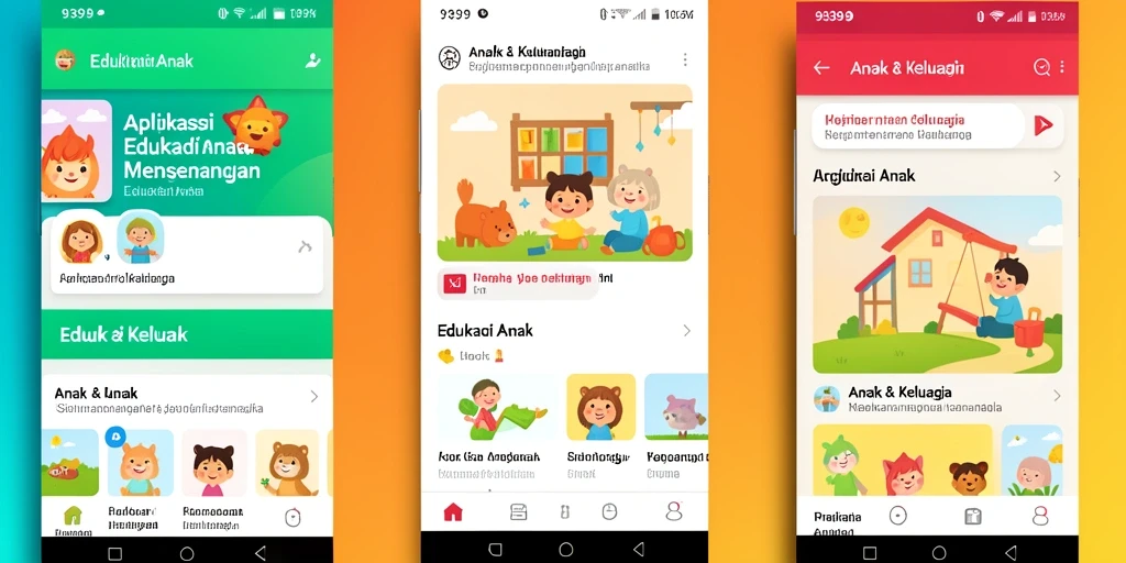 Antarmuka aplikasi 9399 yang edukatif dan interaktif untuk anak-anak.