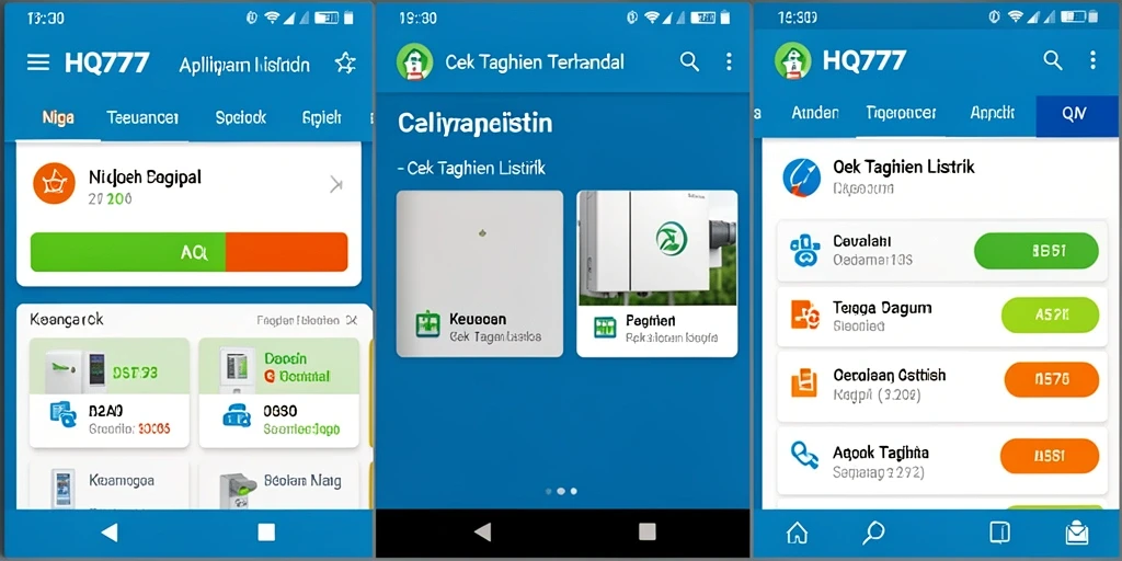Antarmuka aplikasi HQ777 untuk cek tagihan listrik.