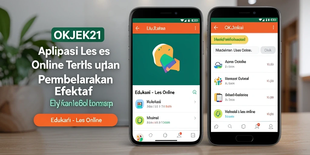 Tampilan antarmuka aplikasi OKJEK21 yang user-friendly untuk Les Online.