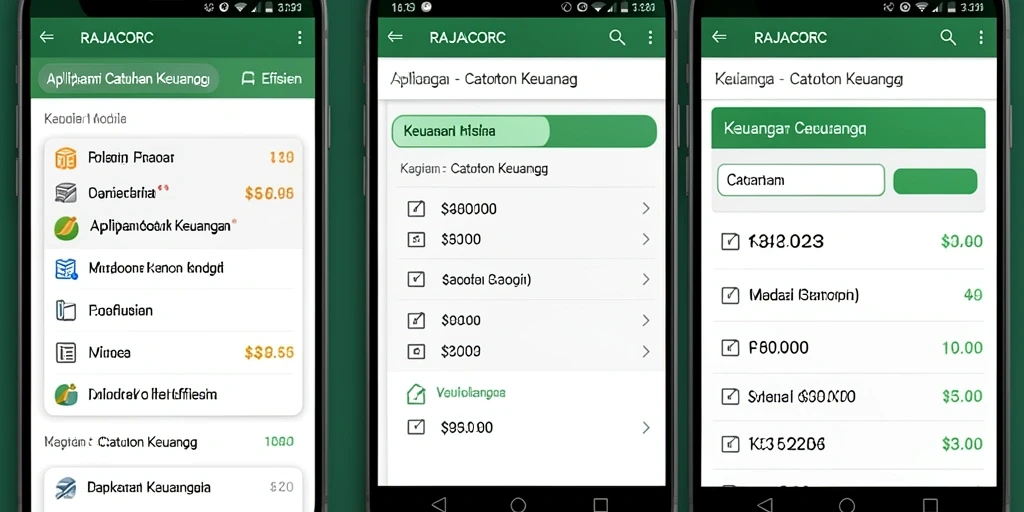 Tampilan utama RAJACORC menampilkan catatan keuangan yang terorganisir dengan baik.