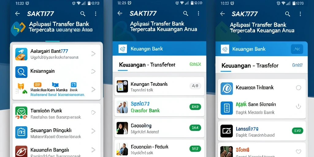Tampilan antarmuka pengguna aplikasi SAKTI77 untuk transfer bank.